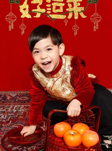 新年兒童拍照道具竹制食盒創意個性古裝飯盒漢服寫真手拿道具擺件