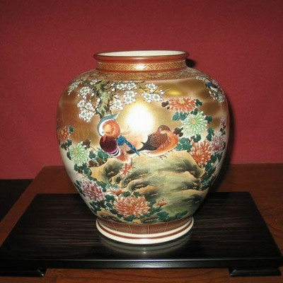 花瓶 陶器 九谷焼 大花瓶 本金おしどり 中田錦峰作 | LINE