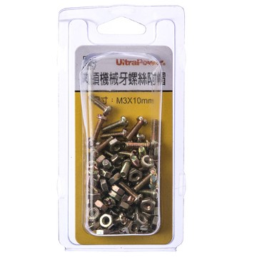 686 丸頭機械牙螺絲 附帽 M3X10mm 50組