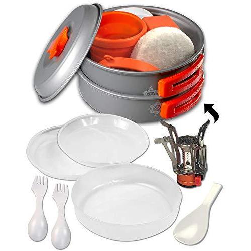 gear4U: Best BPA-Free Camping Cookware 10 13  14 Piece Sets Mess Kit  