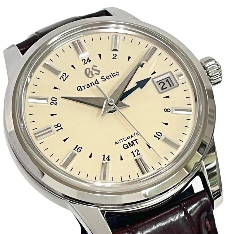 SEIKO/セイコー グランドセイコー メカニカル SBGM221(9S66-00A0) GMT 腕時計 ステンレススチール/クロコダイル 自動巻き/オートマ  ベージュ文字盤 メンズ | LINEショッピング