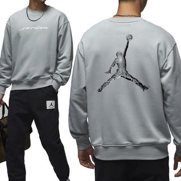 Nike J FLC Crew DR GCEL 男款 灰色 毛圈布 寬鬆 大學T 衛衣 喬丹 長袖 HQ4889-041