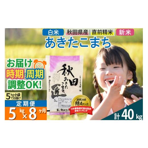 ふるさと納税 秋田県 仙北市 ＜新米＞ 《定期便8ヶ月》秋田県産 あきたこまち 5kg (5kg×1袋)×8回 令和5年産 時期選べる5キロ お米