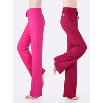 解語依帶繩直筒褲寬松微喇褲高彈瑜伽服女褲子莫代爾春夏