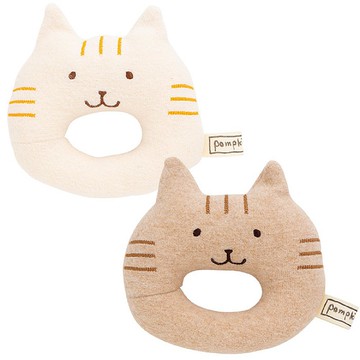 Y-1289 Nyanko Rattle 100% 有機棉搖鈴貓日本製造