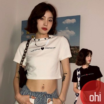 【ohi】短款T恤 修身顯瘦辣妹短袖上衣 短袖上衣 顯瘦百搭上衣T恤 夏天衣服 T恤 上衣 女裝 GTW6708