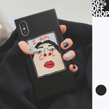 50%OFF SHOP趣味惡搞cool插畫方形塑膠軟殼【AT037742PC】
