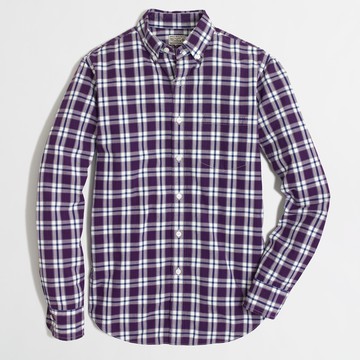 美國百分百【全新真品】J-Crew 襯衫 JC 長袖 上衣 格紋 雅痞 上班 休閒 紫色 藍色 白色 XS號 F172