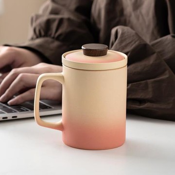 茶水分離泡茶杯馬克杯創意陶瓷杯女生辦公室帶蓋過濾水杯杯子logo