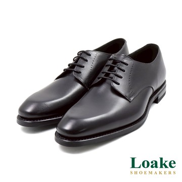 【LOAKE】英國經典簡約壓孔綁帶德比鞋 黑色(LK3679-BL)