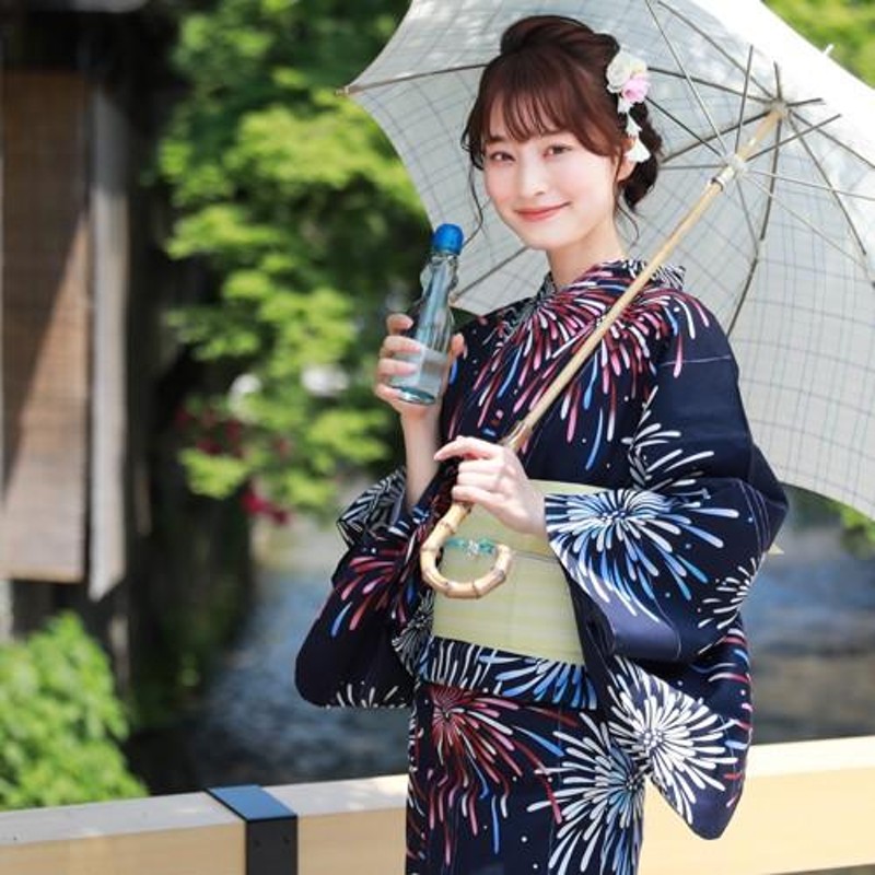 浴衣 レディース セット レトロ 変わり織り綿浴衣3点セット