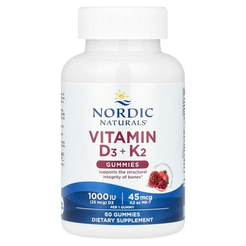 Nordic Naturals, 維生素 D3 + K2 軟糖，石榴，60 顆軟糖