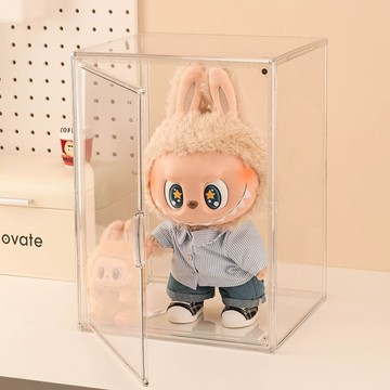【全店免運 限時下殺】扎染大娃展示盒亞克力手辦防塵盲盒收納盒ROCK搪膠毛絨公仔展示櫃手辦收納盒 公仔收納盒 公仔展示盒