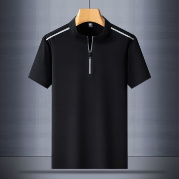 [米蘭精品] 現貨+預購 男涼感短袖上衣T恤高爾夫運動休閒夏季冰絲速乾立領上衣-男裝4色74lg45