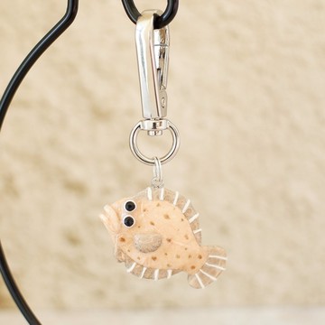 和紙小物 鑰匙圈 比目魚 擬砂配色款 海魚