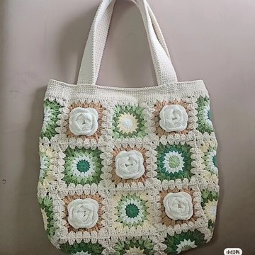 限時特賣中🎈新款手工編織祖母方格單肩包創意鈎針材料包森係女士挎包個性diy 手工毛綫包包 diy編織手提包 手工材料包送