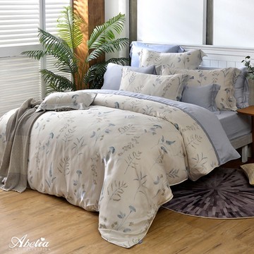 【Great Living格蕾寢飾】英國Abelia 和風煦煦 加大天絲木漿四件式兩用被床包組