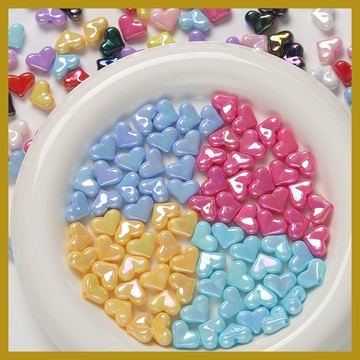 糖果色桃心愛心散珠 diy飾品材料 手工串珠項鏈髮飾頭飾亞克力配飾 串珠材料 串珠材料包 珠珠材料