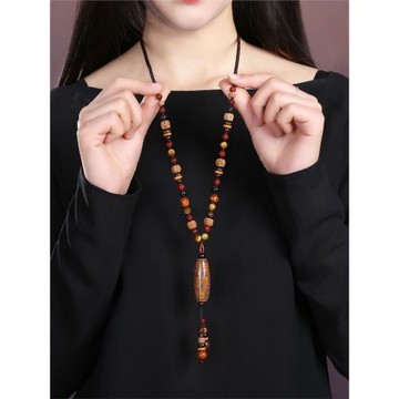 天珠吊墜菩提毛衣鏈裝飾民族風百搭配飾秋冬項鏈掛飾掛件女復古女