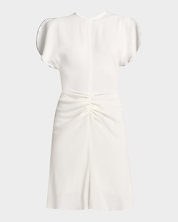 Gathered Waist Wool Mini Dress
