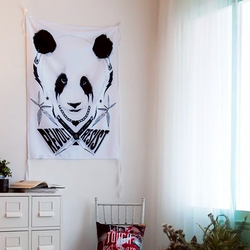 Black Metal Panda-壁幔Wall Tapestry-牆壁裝飾壁畫 熊貓掛布