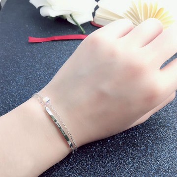 銀手鏈女925純銀雙層ins風韓版簡約學生手環銀飾品送女友生日禮物