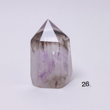 紫三輪骨幹|紫白茶骨幹水晶柱 彩虹 療癒 穩定能量 水晶排列 桌上型 握擺件 3BU27-26