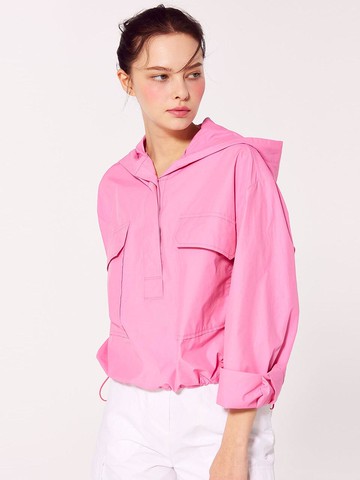 Big Pocket Hooded Adjustable Anorak Shirt [PINK]