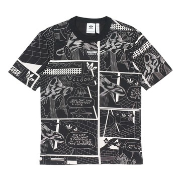 adidas originals Graphic Tee Printing Sports Round Neck Short Sleeve Black