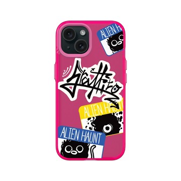 iPhone 15 Clear 粉漾桃 - Graffiti / 街頭塗鴉 - 外星人出沒