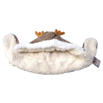 insular 茵秀麗 保暖絨毛麋鹿嬰兒童連帽圍巾  咖啡色  頭圍45~52cm