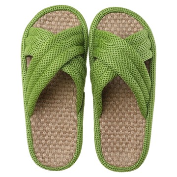 日式交叉拖鞋 踏面100%竹纖維 鞋面100%聚酯纖維 PVC材質  綠色  M  1雙