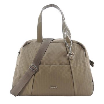 agnes b. 橢圓鐵牌串珠點點旅行袋(咖)