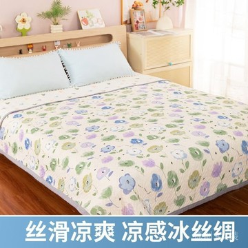 涼感床單 夏季涼蓆 冰絲席 涼感睡墊 冰涼墊 涼感絲涼席單件可機洗夏季床單涼席三件套夾棉冰雙人床上涼床蓋墊