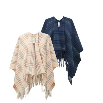 BURBERRY 經典格紋羊毛斗篷(任選)