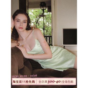 ITSNIKAR復古女夏顯瘦吊帶連衣裙