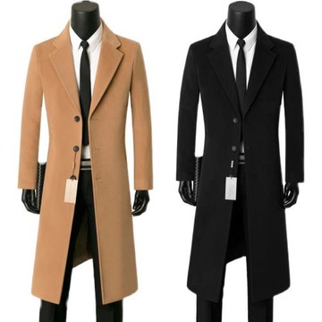 男裝新秋冬大衣風衣單排扣商務過膝長款男士毛呢外套修身大衣加厚