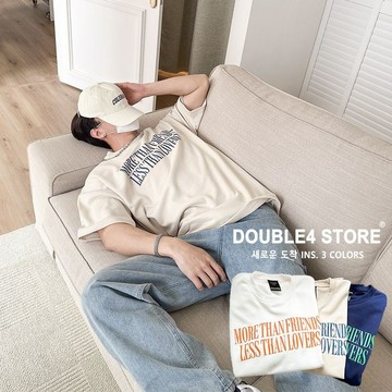 現貨【DOUBLE4】正韓 代購 MORE THAN 英文 挺版 太空綿 韓系 休閒 情侶 落肩 短袖Ｔ【2317】