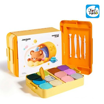 【JarMelo 原創美玩】手提萌趣寶貝膠囊無毒超輕黏土24色套組(附創作板及工具)