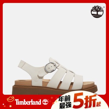 (領券再折)Timberland官方旗艦 女款象牙白羅馬涼鞋|A2Q1PEX4
