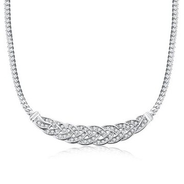 純銀項鍊 鍍白金鑲鑽吊墜-時尚高檔經典簡約七夕情人節禮物女飾品73ck59【獨家進口】【米蘭精品】