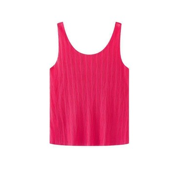 【YWZ】三宅壓褶吊帶背心女夏季新款內搭修身無袖褶皺T恤百搭打底小上衣