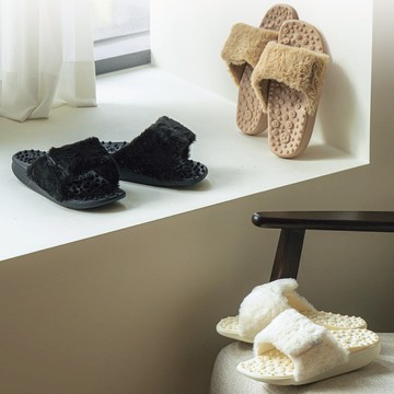 【預購】雙重指壓按摩拖鞋【絨毛款】 絨毛白-230