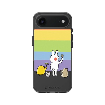 iPhone Air Clear (相機按鈕) 酷墨灰 - 懶散兔與啾先生 Lazy Rabbit and Mr.Chu - 彩虹