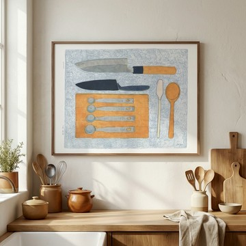LIGHTO 掛畫｜JinJin | 廚房生活用具 - 霧金色鋁框-30 x 42cm