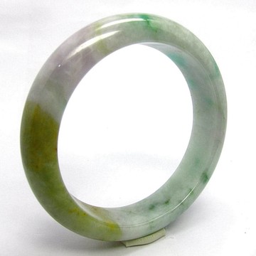 【小樂珠寶】翡翠手鐲玉鐲福祿壽三彩天然A貨(手圍17.7內徑55.3mmV602)