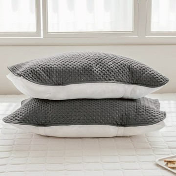 The Zari Creamy系列 空氣清洗絎縫鬆緊帶枕巾  70 x 50cm  深灰色  2個