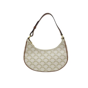 【二手名牌BRAND OFF】CELINE 賽琳 白色 Triomphe 塗層帆布 Ava 肩背包193952