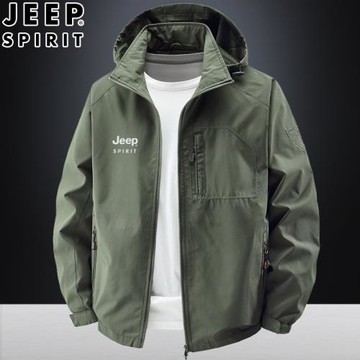 JEEP速干薄款夾克衫男2025春夏季防潑水透氣外套戶外沖鋒多兜上衣