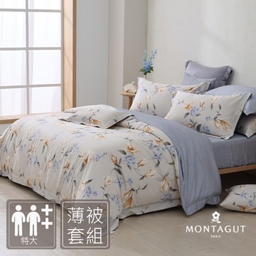 MONTAGUT-60支300織紗長絨棉薄被套床包組(芳若金萱-特大)